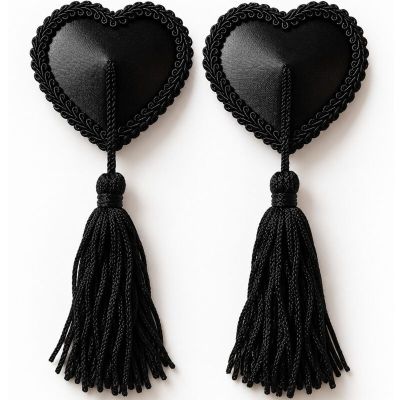 CHILIROSE - CR 4897 HEART-SHAPED NIPPLE COVERS WITH BLACK TASSELS CHILIROSE - CR 4897 HEART-SHAPED NIPPLE COVERS WITH BLACK TASSELS