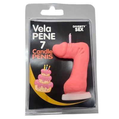 DIABLO PICANTE - PENIS CANDLE IN THE SHAPE OF THE NUMBER 7 PINK COLOR DIABLO PICANTE - PENIS CANDLE IN THE SHAPE OF THE NUMBER 7 PINK COLOR
