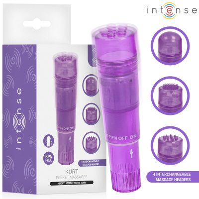 INTENSE - KURT MINI MASSAGER WITH 4 INTERCHANGEABLE HEADS PURPLE INTENSE - KURT MINI MASSAGER WITH 4 INTERCHANGEABLE HEADS PURPLE